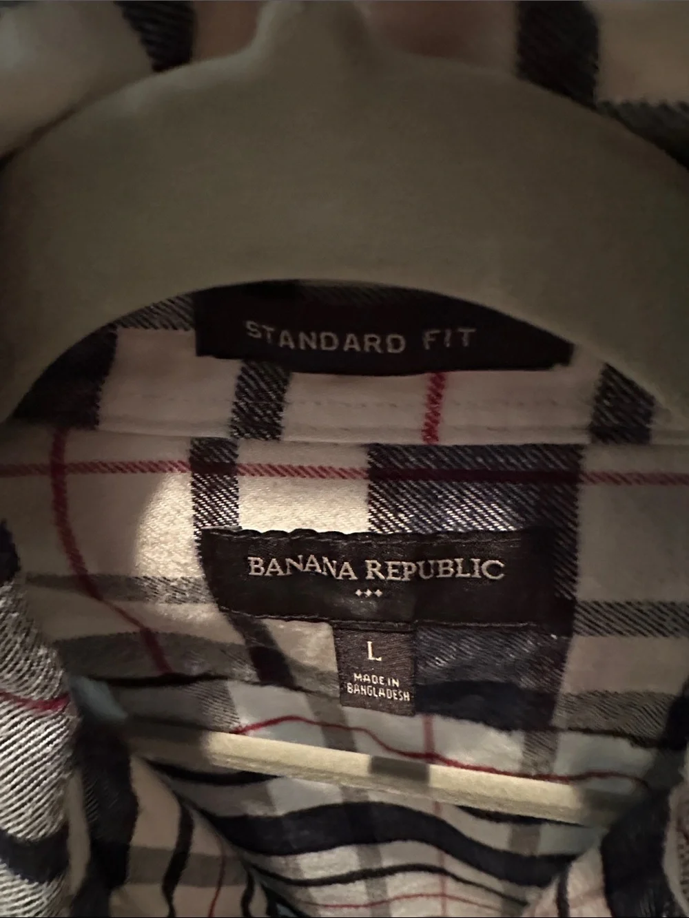 Banana Republic Navy/Black, White & Red Plaid Flannel Shirt